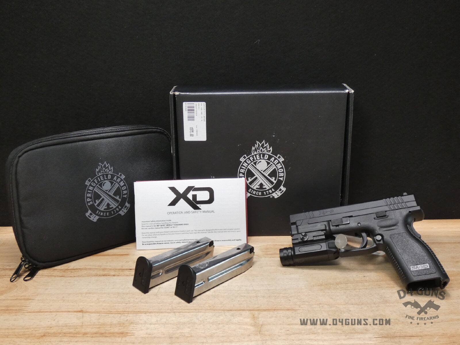 Springfield XD-9 w/ OG Box & Tac Light – 9mm | D4 Guns